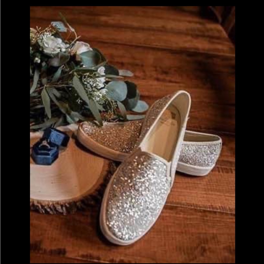 Kate Spade Cream Glitter Slip-On Sneakers
